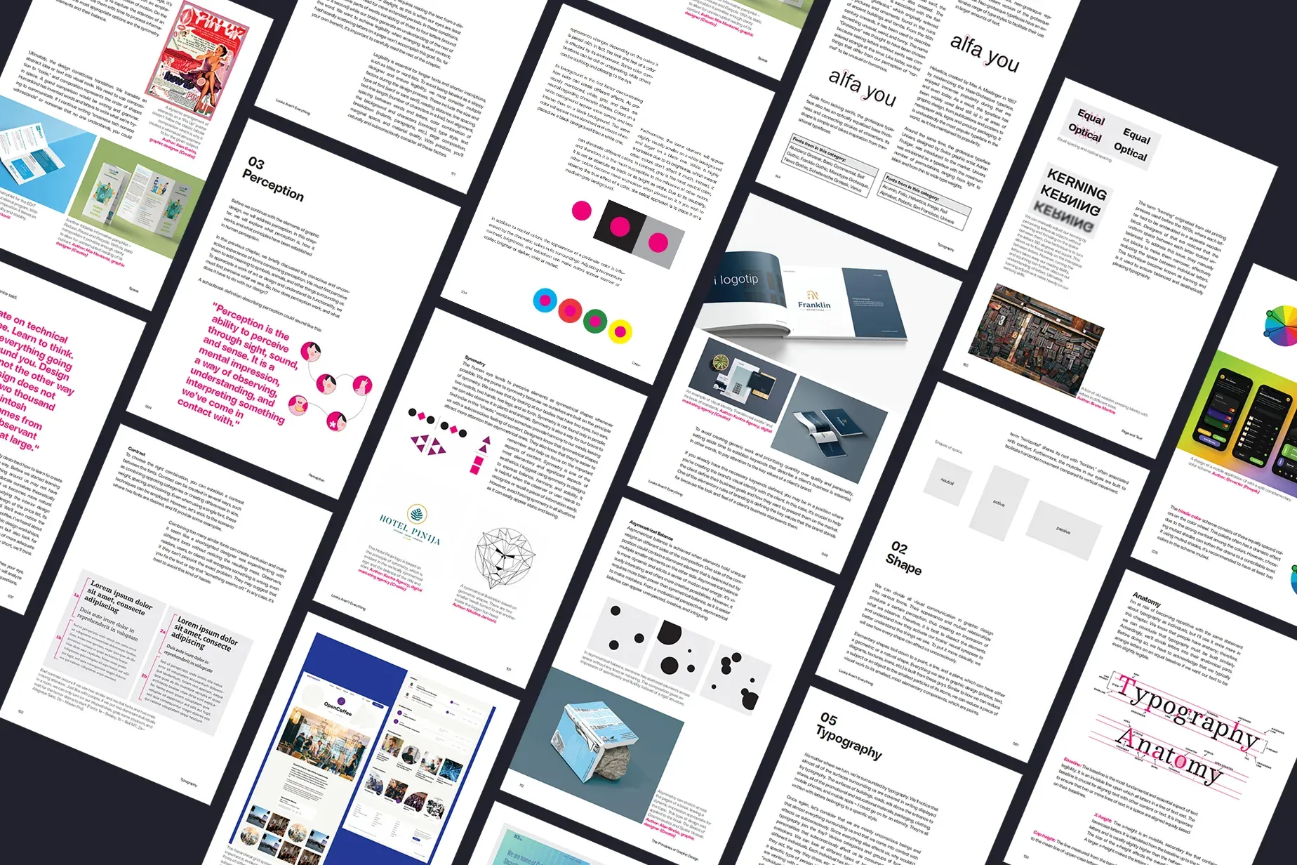 Interior spreads laid out in a grid
