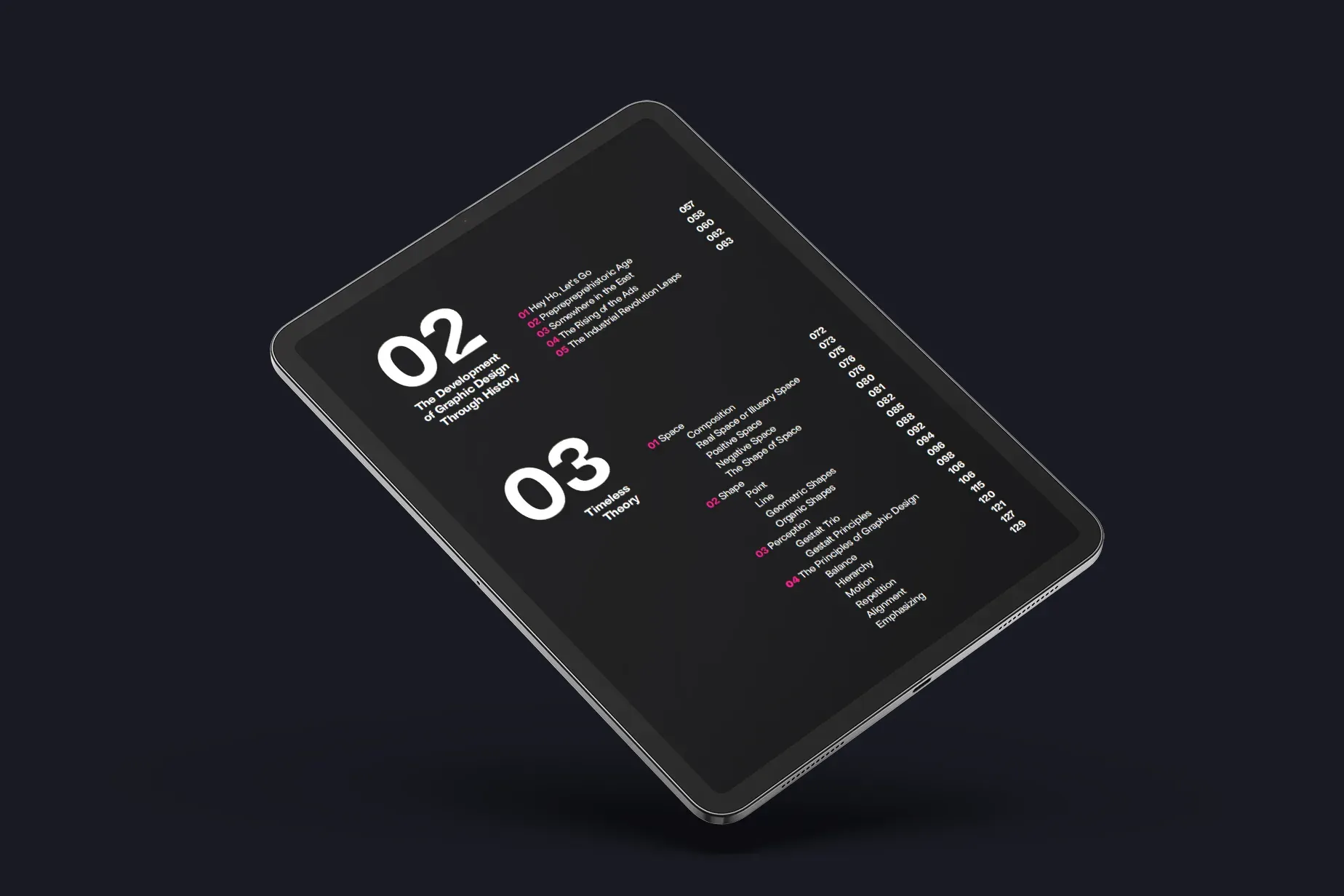 A tablet showing a chapter divider