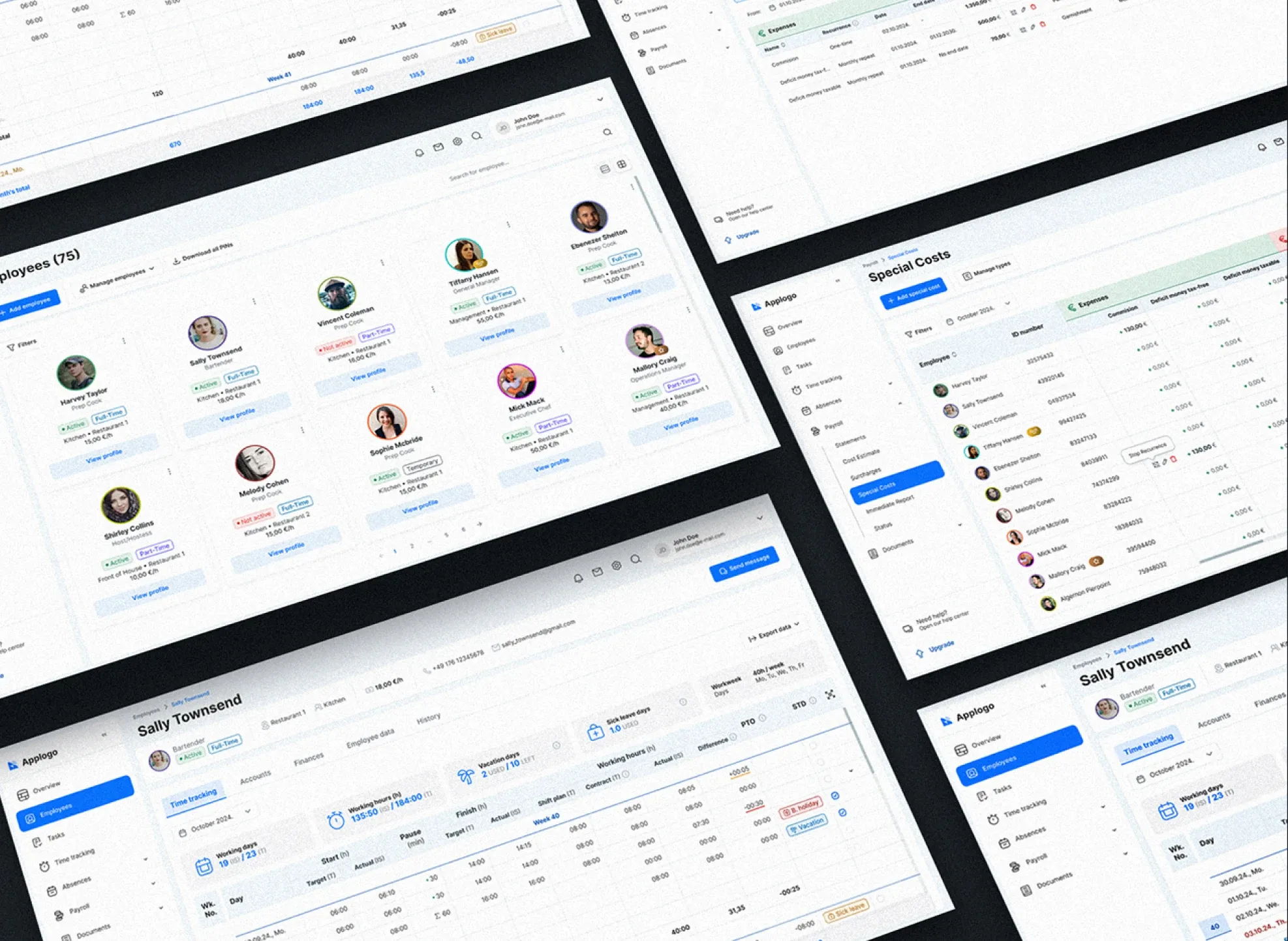 Product and web design work — dashboard, mobile app and marketing site screens.